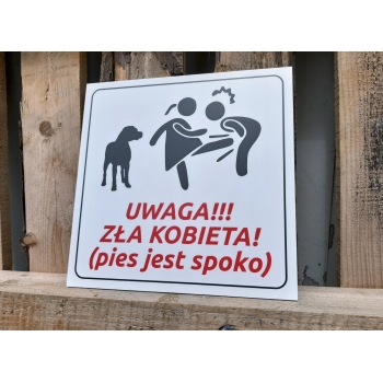 TABLICZKA OSTRZEGAWCZA (pies jest spoko)