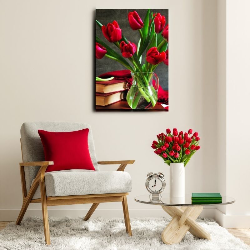 Obraz na płótnie ” Czerwień w wazonie „ — podgląd produktu