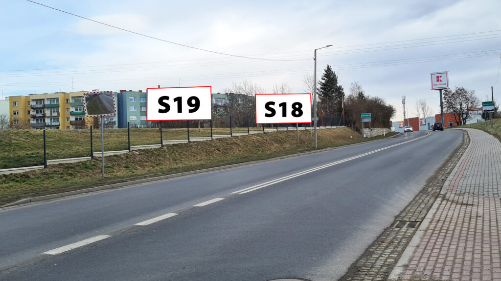 S18 — Słotwina · droga wlotowa od strony Wałbrzycha