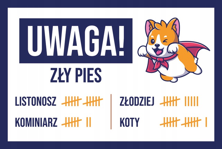TABLICZKA OSTRZEGAWCZA (UWAGA ZŁY PIES) – SuperHero — podgląd produktu