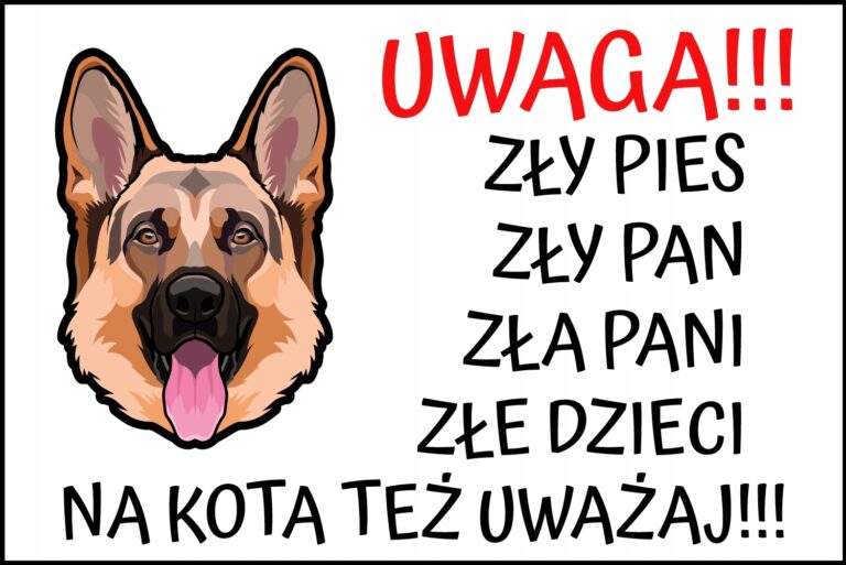 TABLICZKA OSTRZEGAWCZA (UWAGA ZŁY PIES) – Owczarek niemiecki — podgląd produktu