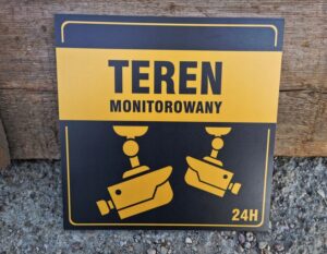 Tabliczka TEREN MONITOROWANY — 20 × 20 cm, wzór 1 — podgląd produktu