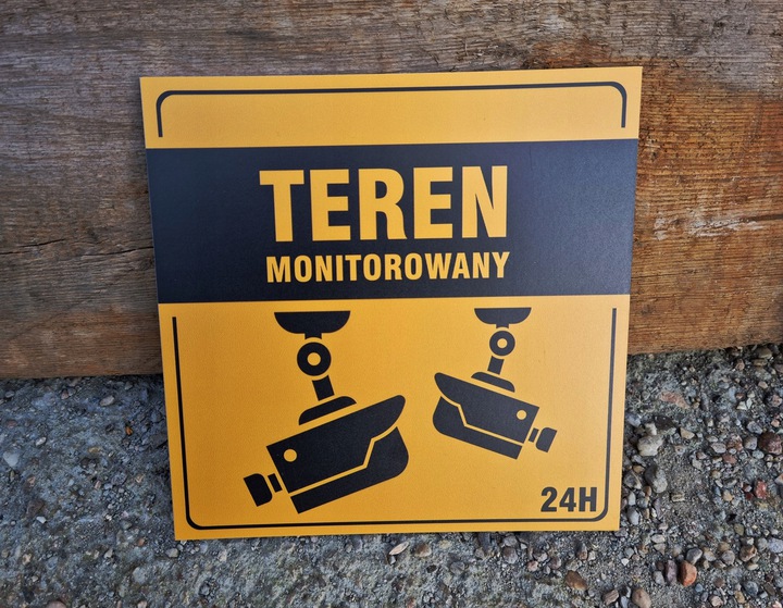 Tabliczka TEREN MONITOROWANY — 20 × 20 cm, wzór 2 — podgląd produktu