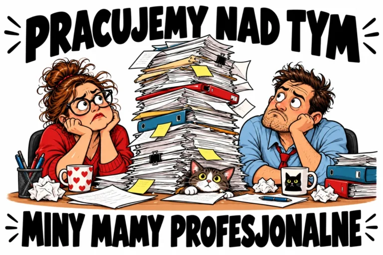 PRACUJEMY NAD TYM — MINY MAMY PROFESJONALNE | tabliczka Bogler 30 × 20 cm