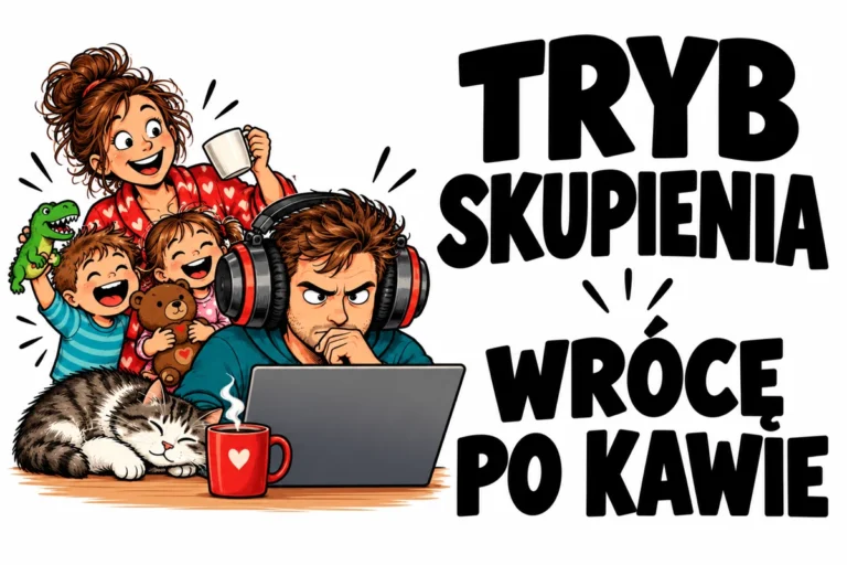 TRYB SKUPIENIA — WRÓCĘ PO KAWIE | tabliczka Bogler 30 × 20 cm