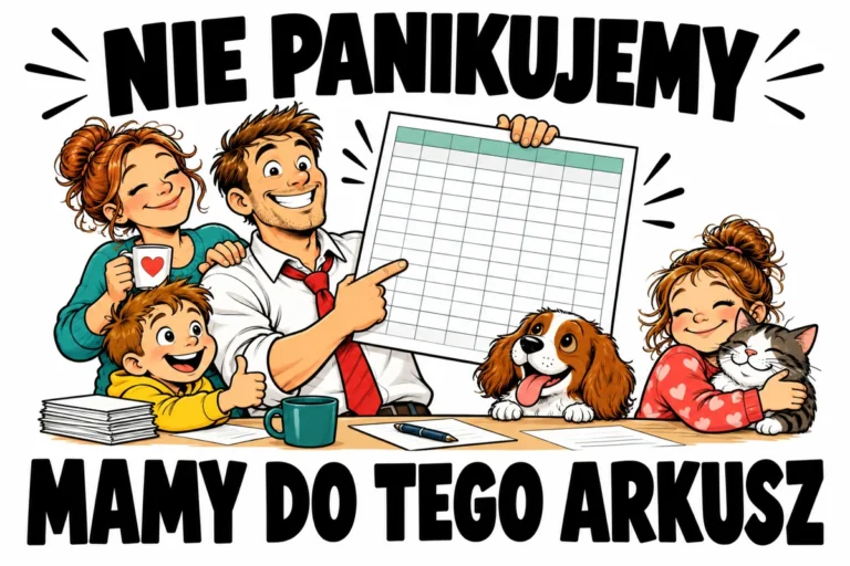 NIE PANIKUJEMY — MAMY DO TEGO ARKUSZ | tabliczka Bogler 30 × 20 cm