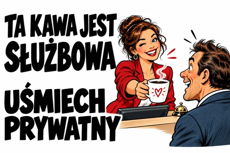 TA KAWA JEST SŁUŻBOWA — UŚMIECH PRYWATNY | tabliczka Bogler 30 × 20 cm