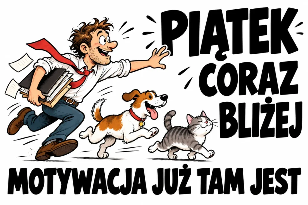 PIĄTEK CORAZ BLIŻEJ — MOTYWACJA JUŻ TAM JEST | tabliczka Bogler 30 × 20 cm
