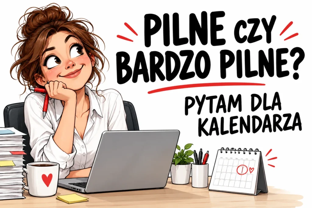 PILNE CZY BARDZO PILNE? — PYTAM DLA KALENDARZA | tabliczka Bogler 30 × 20 cm