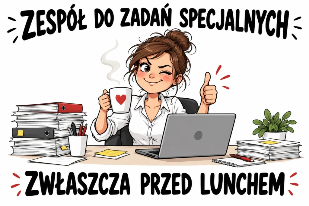 ZESPÓŁ DO ZADAŃ SPECJALNYCH — ZWŁASZCZA PRZED LUNCHEM | tabliczka Bogler 30 × 20 cm