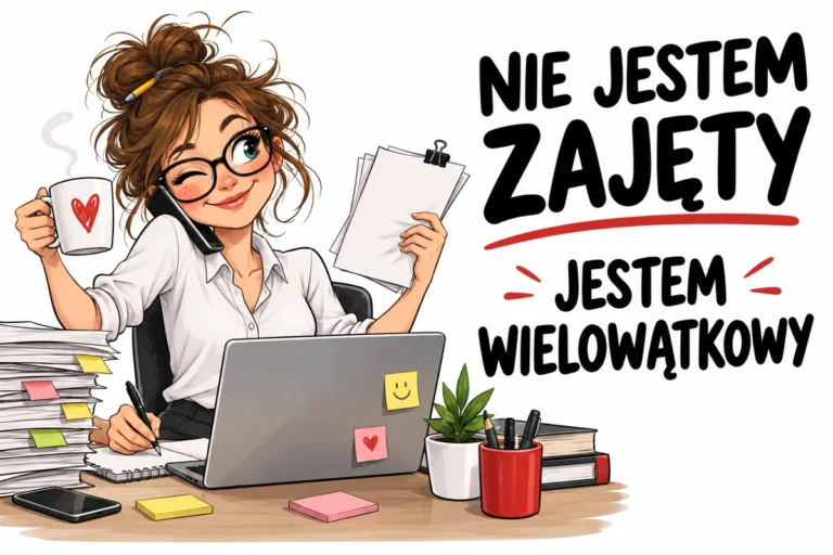 NIE JESTEM ZAJĘTY — JESTEM WIELOWĄTKOWY | tabliczka Bogler 30 × 20 cm