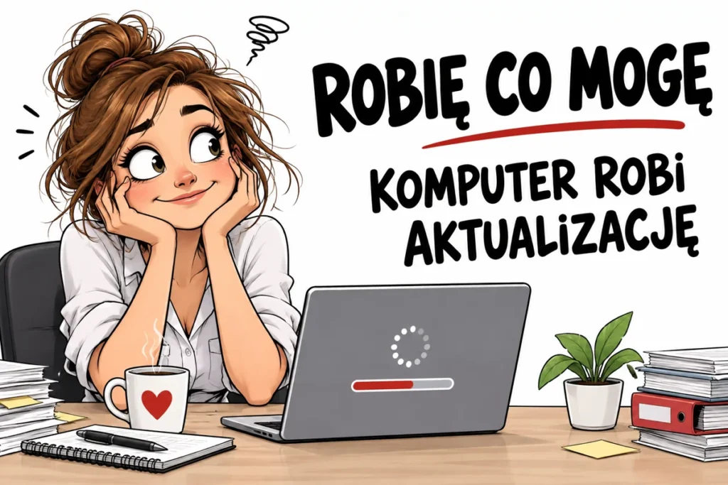 ROBIĘ CO MOGĘ — KOMPUTER ROBI AKTUALIZACJĘ | tabliczka Bogler 30 × 20 cm