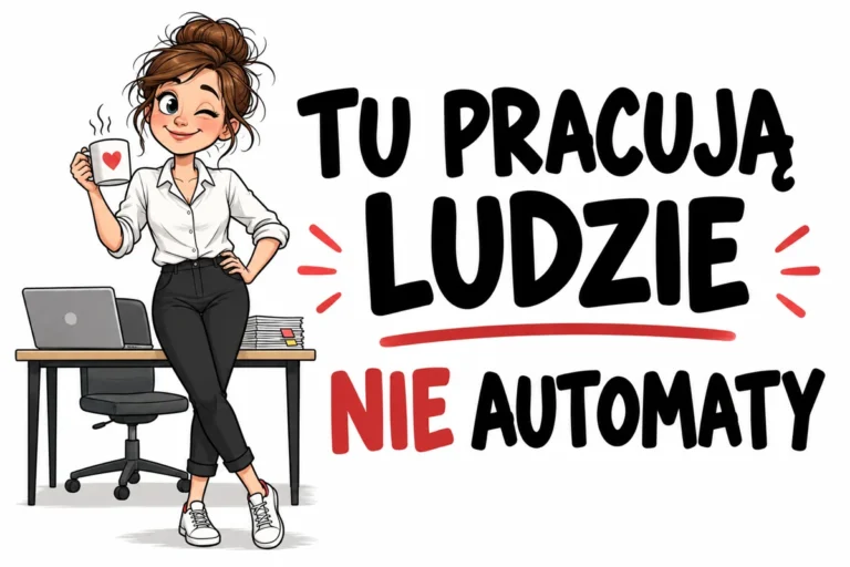 TU PRACUJĄ LUDZIE — NIE AUTOMATY | tabliczka Bogler 30 × 20 cm