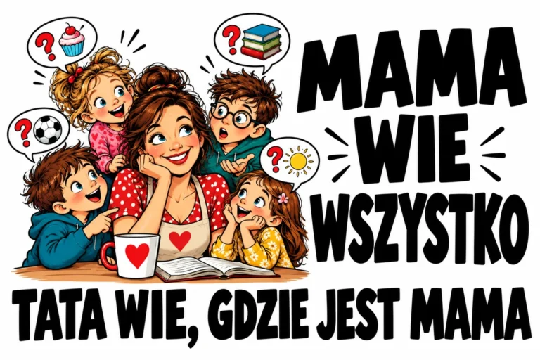 MAMA WIE WSZYSTKO — TATA WIE, GDZIE JEST MAMA | tabliczka Bogler 30 × 20 cm