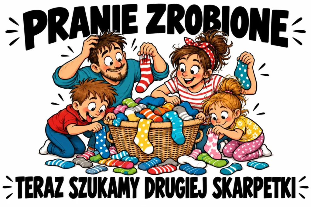 PRANIE ZROBIONE — TERAZ SZUKAMY DRUGIEJ SKARPETKI | tabliczka Bogler 30 × 20 cm