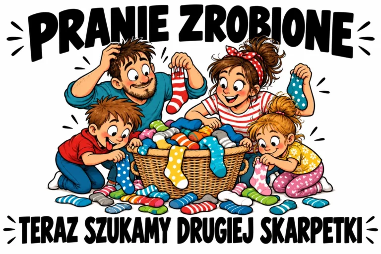 PRANIE ZROBIONE — TERAZ SZUKAMY DRUGIEJ SKARPETKI | tabliczka Bogler 30 × 20 cm