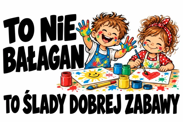 TO NIE BAŁAGAN — TO ŚLADY DOBREJ ZABAWY | tabliczka Bogler 30 × 20 cm