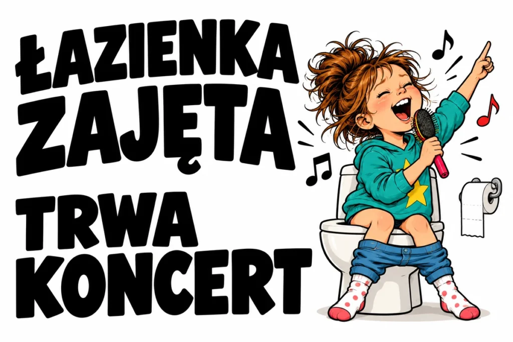 ŁAZIENKA ZAJĘTA — TRWA KONCERT | tabliczka Bogler 30 × 20 cm