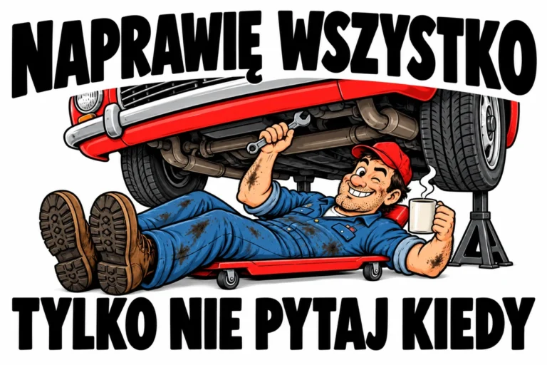 NAPRAWIĘ WSZYSTKO — TYLKO NIE PYTAJ KIEDY | tabliczka Bogler 30 × 20 cm