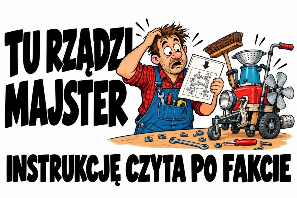TU RZĄDZI MAJSTER — INSTRUKCJĘ CZYTA PO FAKCIE | tabliczka Bogler 30 × 20 cm