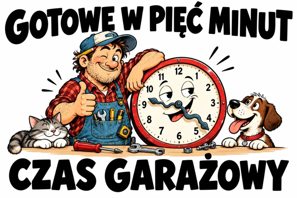 GOTOWE W PIĘĆ MINUT — CZAS GARAŻOWY | tabliczka Bogler 30 × 20 cm