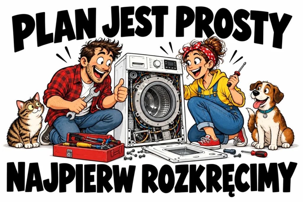 PLAN JEST PROSTY — NAJPIERW ROZKRĘCIMY | tabliczka Bogler 30 × 20 cm