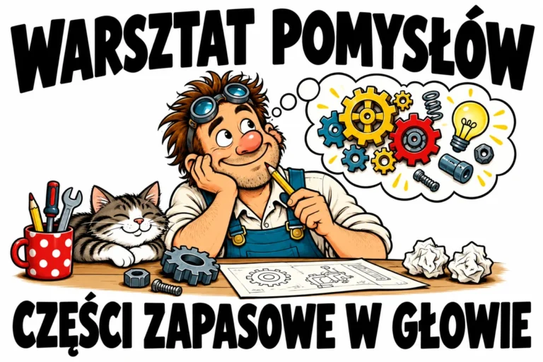 WARSZTAT POMYSŁÓW — CZĘŚCI ZAPASOWE W GŁOWIE | tabliczka Bogler 30 × 20 cm