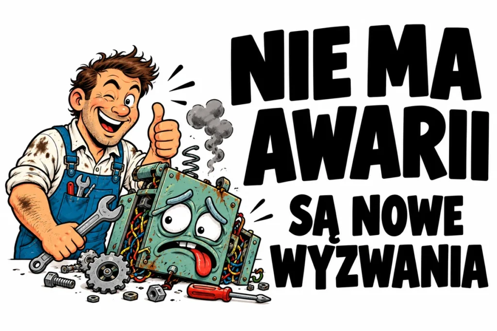 NIE MA AWARII — SĄ NOWE WYZWANIA | tabliczka Bogler 30 × 20 cm