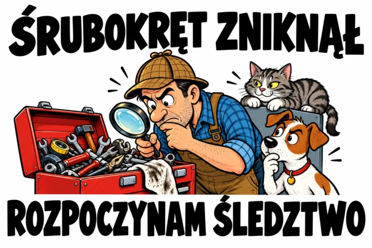 ŚRUBOKRĘT ZNIKNĄŁ — ROZPOCZYNAM ŚLEDZTWO | tabliczka Bogler 30 × 20 cm