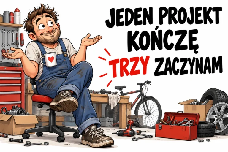 JEDEN PROJEKT KOŃCZĘ — TRZY ZACZYNAM | tabliczka Bogler 30 × 20 cm