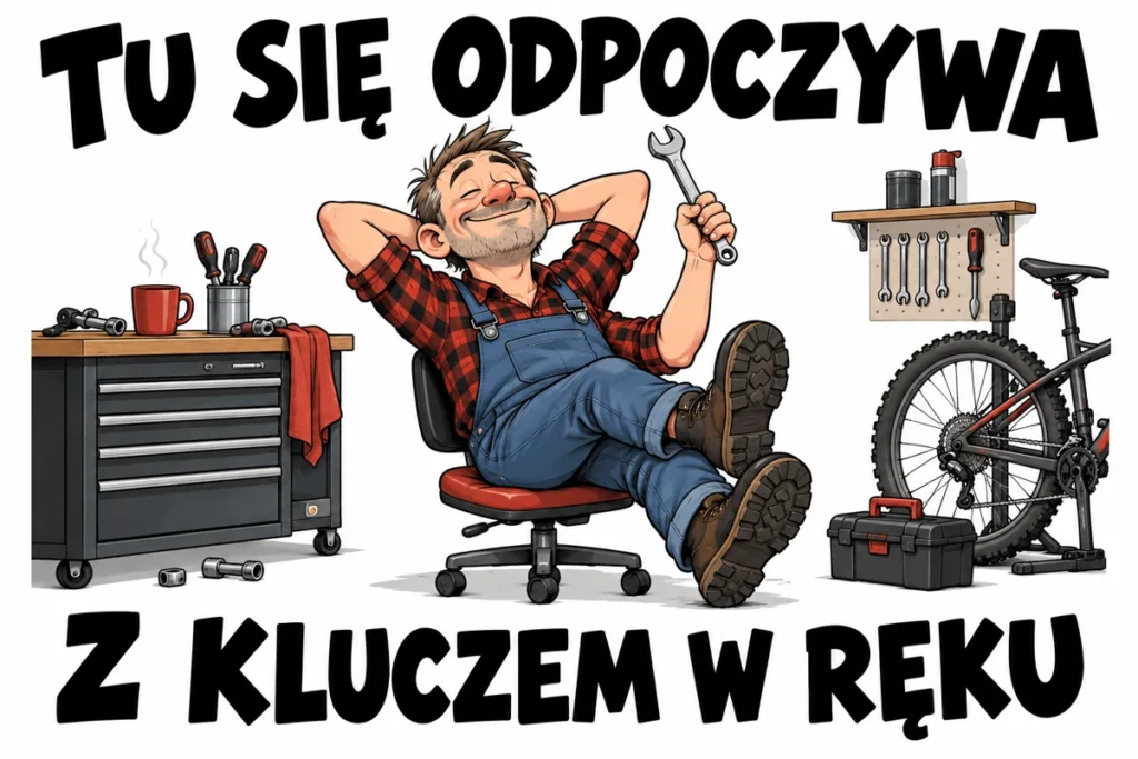 TU SIĘ ODPOCZYWA — Z KLUCZEM W RĘKU | tabliczka Bogler 30 × 20 cm