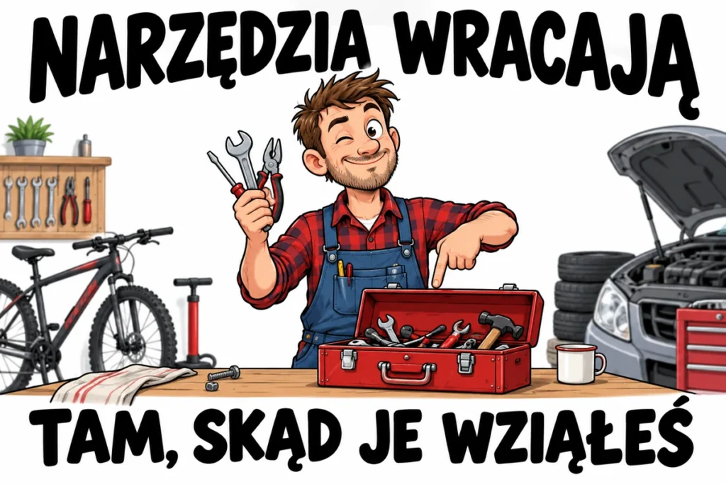 NARZĘDZIA WRACAJĄ — TAM, SKĄD JE WZIĄŁEŚ | tabliczka Bogler 30 × 20 cm