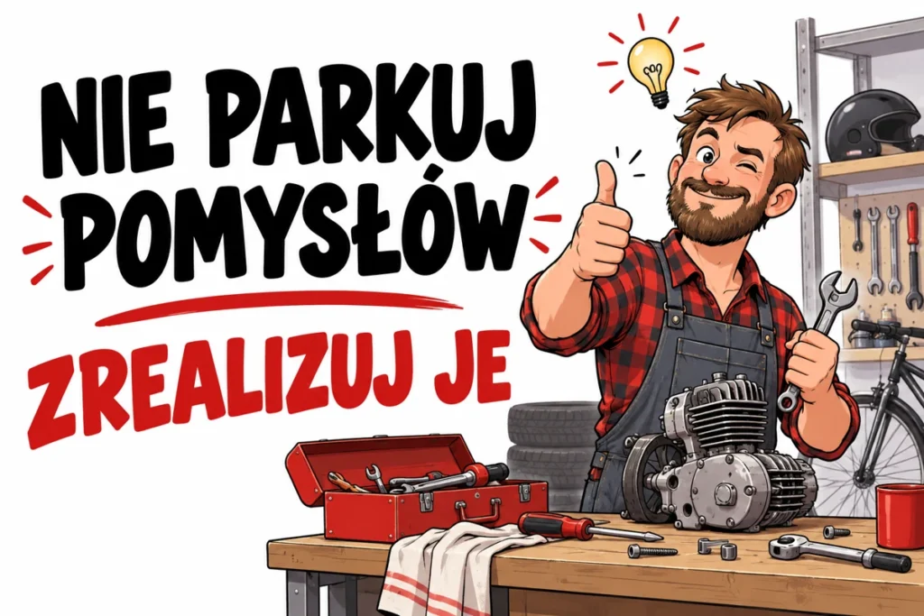 NIE PARKUJ POMYSŁÓW — ZREALIZUJ JE | tabliczka Bogler 30 × 20 cm