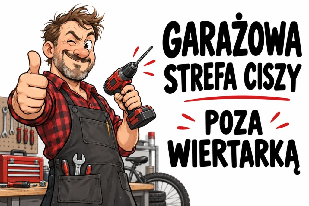GARAŻOWA STREFA CISZY — POZA WIERTARKĄ | tabliczka Bogler 30 × 20 cm