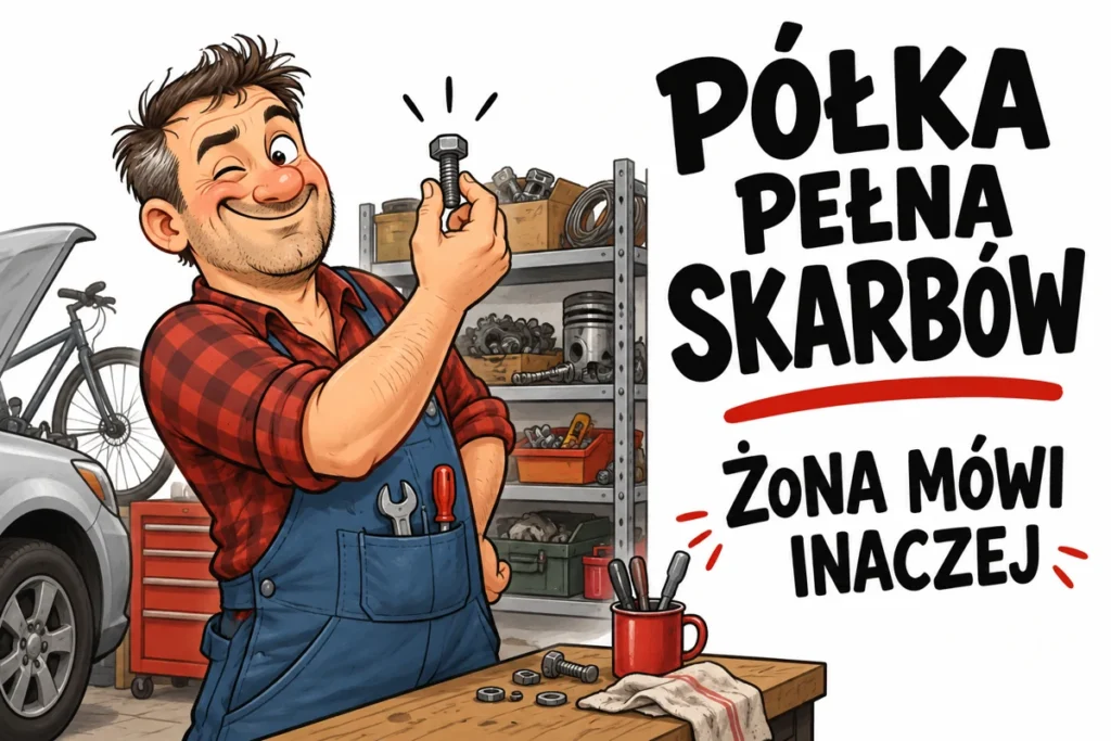 PÓŁKA PEŁNA SKARBÓW — ŻONA MÓWI INACZEJ | tabliczka Bogler 30 × 20 cm