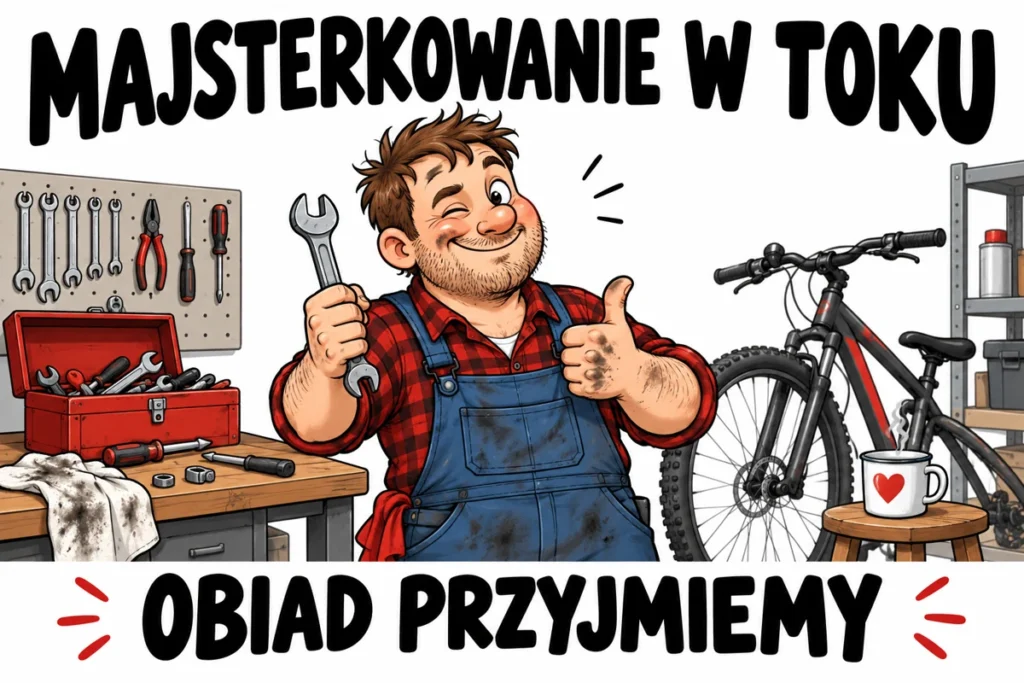 MAJSTERKOWANIE W TOKU — OBIAD PRZYJMIEMY | tabliczka Bogler 30 × 20 cm