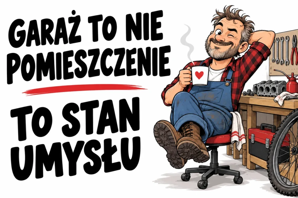 GARAŻ TO NIE POMIESZCZENIE — TO STAN UMYSŁU | tabliczka Bogler 30 × 20 cm