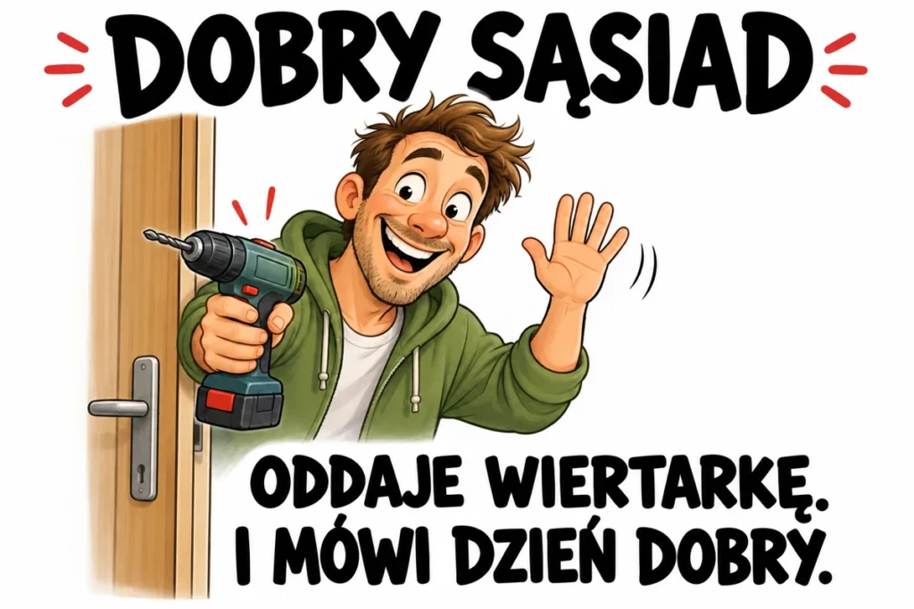DOBRY SĄSIAD — ODDAJE WIERTARKĘ. I MÓWI DZIEŃ DOBRY.