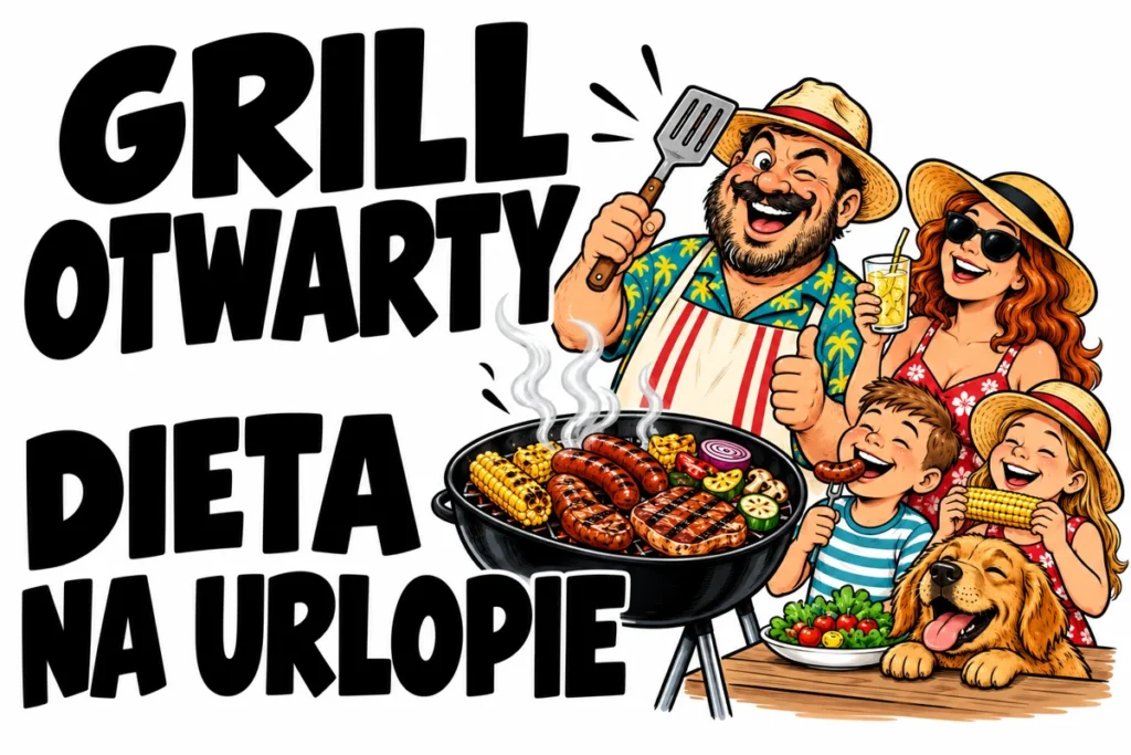 GRILL OTWARTY — DIETA NA URLOPIE | tabliczka Bogler 30 × 20 cm