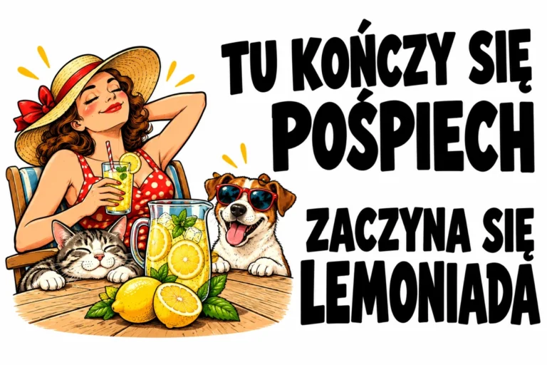 TU KOŃCZY SIĘ POŚPIECH — ZACZYNA SIĘ LEMONIADA | tabliczka Bogler 30 × 20 cm