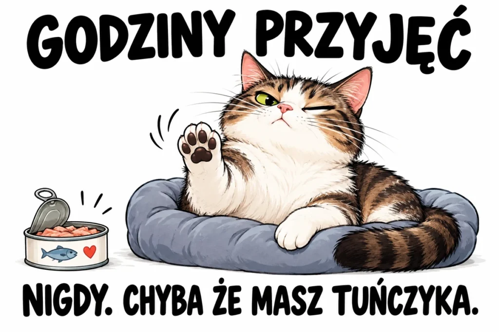 GODZINY PRZYJĘĆ — NIGDY. CHYBA ŻE MASZ TUŃCZYKA.