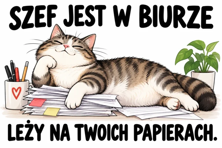SZEF JEST W BIURZE — LEŻY NA TWOICH PAPIERACH.