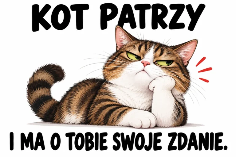 KOT PATRZY — I MA O TOBIE SWOJE ZDANIE.