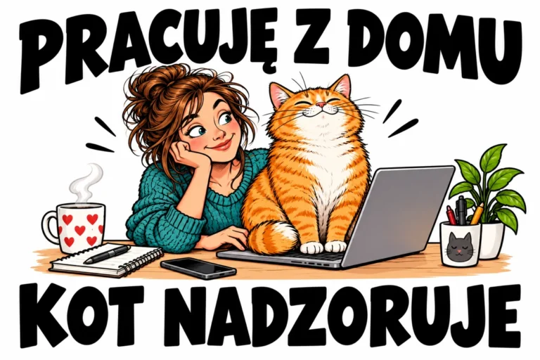 PRACUJĘ Z DOMU — KOT NADZORUJE | tabliczka Bogler 30 × 20 cm