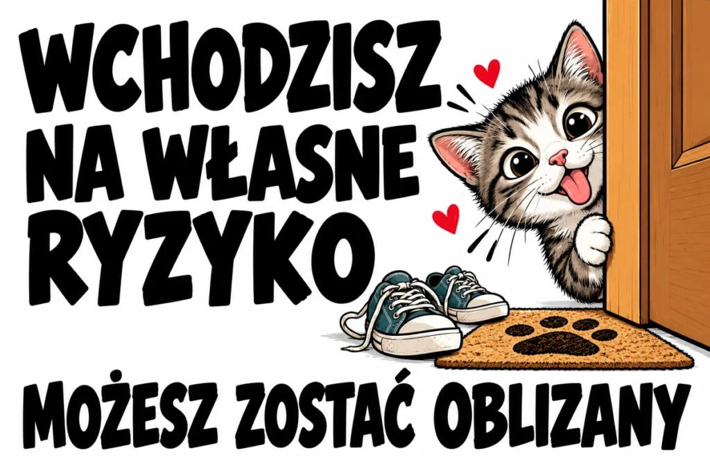 WCHODZISZ NA WŁASNE RYZYKO — MOŻESZ ZOSTAĆ OBLIZANY | tabliczka Bogler 30 × 20 cm
