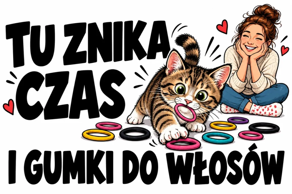 TU ZNIKA CZAS — I GUMKI DO WŁOSÓW | tabliczka Bogler 30 × 20 cm