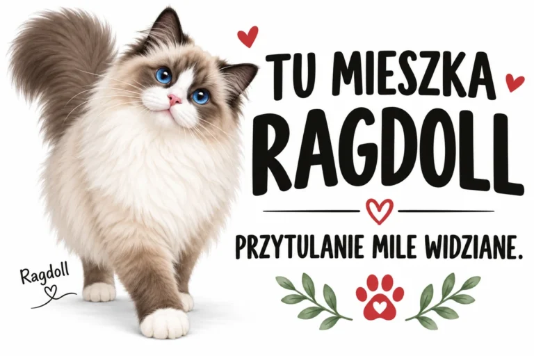 TU MIESZKA RAGDOLL — PRZYTULANIE MILE WIDZIANE. | tabliczka Bogler 30 × 20 cm
