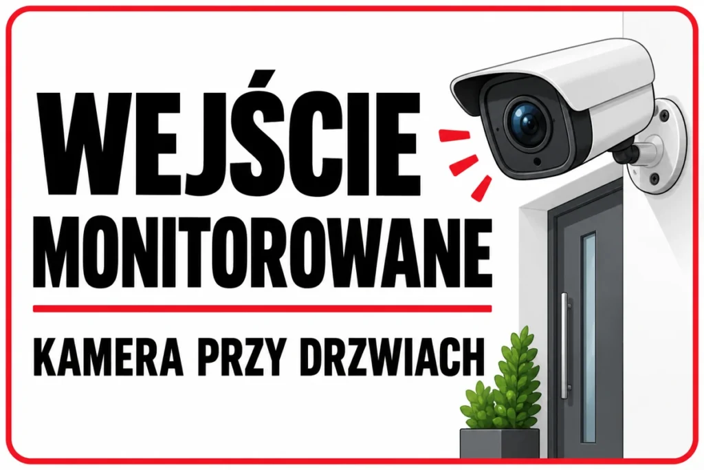WEJŚCIE MONITOROWANE — KAMERA PRZY DRZWIACH | tabliczka Bogler 30 × 20 cm