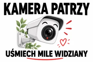 KAMERA PATRZY — UŚMIECH MILE WIDZIANY | tabliczka Bogler 30 × 20 cm