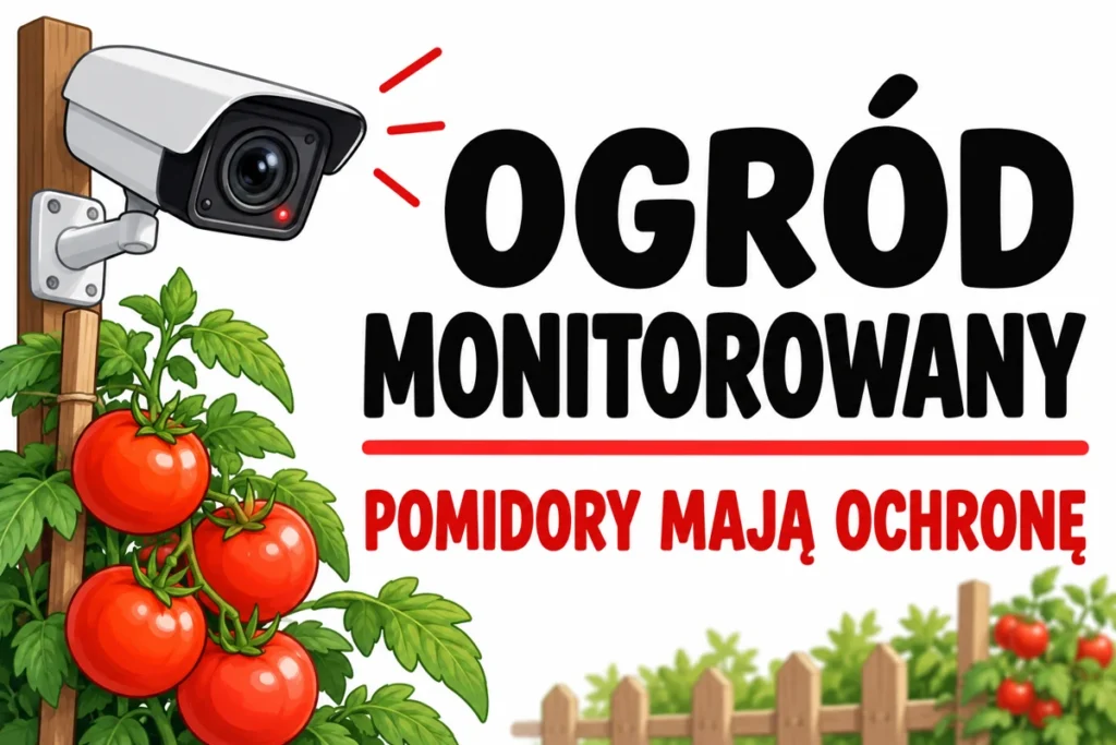 OGRÓD MONITOROWANY — POMIDORY MAJĄ OCHRONĘ | tabliczka Bogler 30 × 20 cm